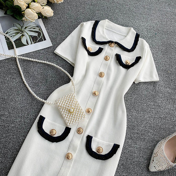 Rochie moderna de dama cu guler de culoare alba