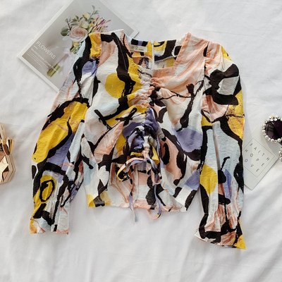 Bluză de damă modernă în două culori cu mâneci lungi