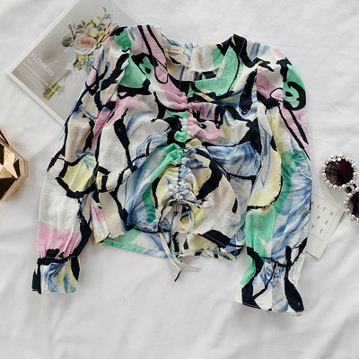 Bluză de damă modernă în două culori cu mâneci lungi