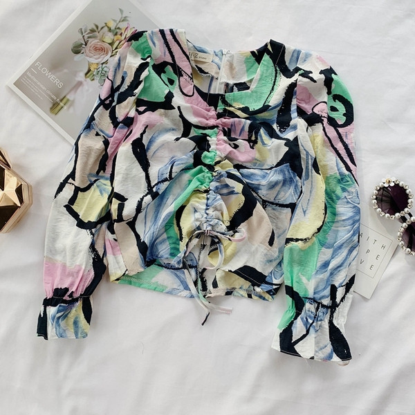 Bluză de damă modernă în două culori cu mâneci lungi