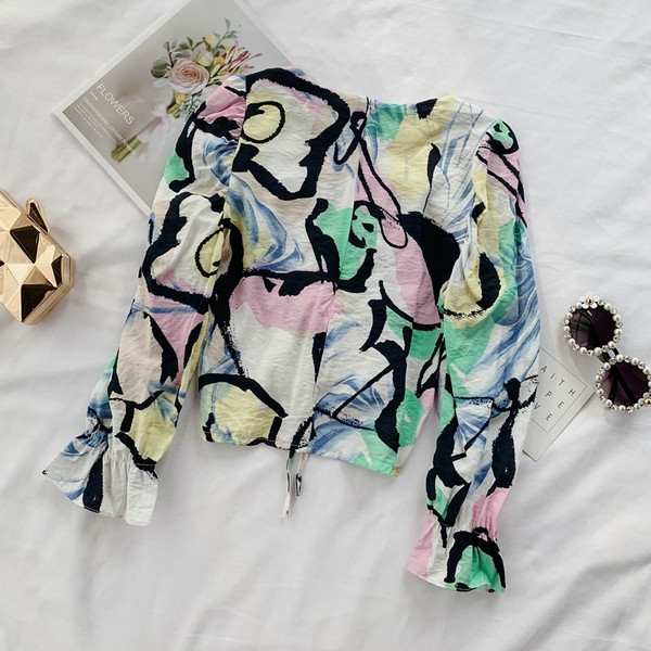 Bluză de damă modernă în două culori cu mâneci lungi