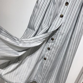 Fusta lunga in dungi cu nasturi si talie elastica