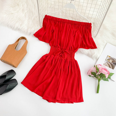 Salopeta scurta de dama moderna cu umerii goi in mai multe culori