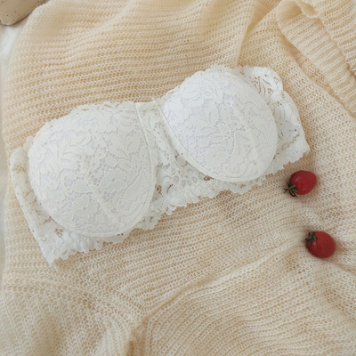 Sutien de dama din dantela tip bridgette alb-negru