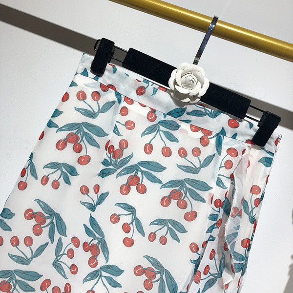 Fusta de dama lunga din sifon cu model floral