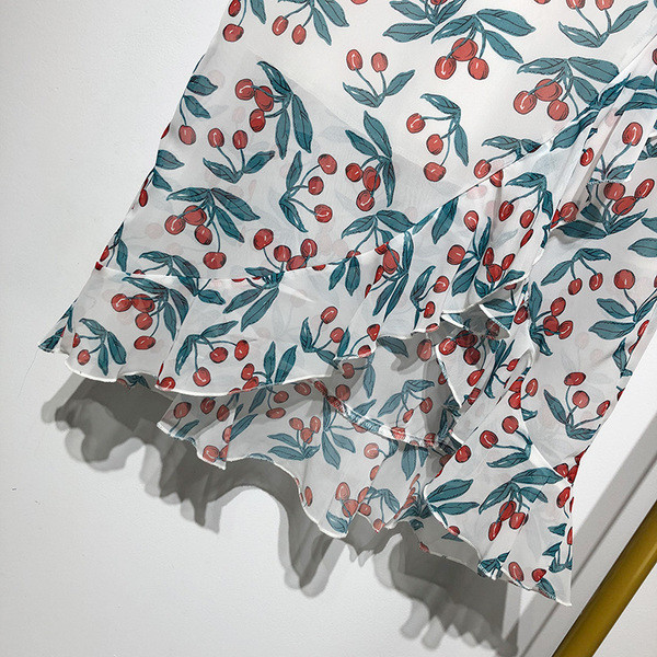 Fusta de dama lunga din sifon cu model floral