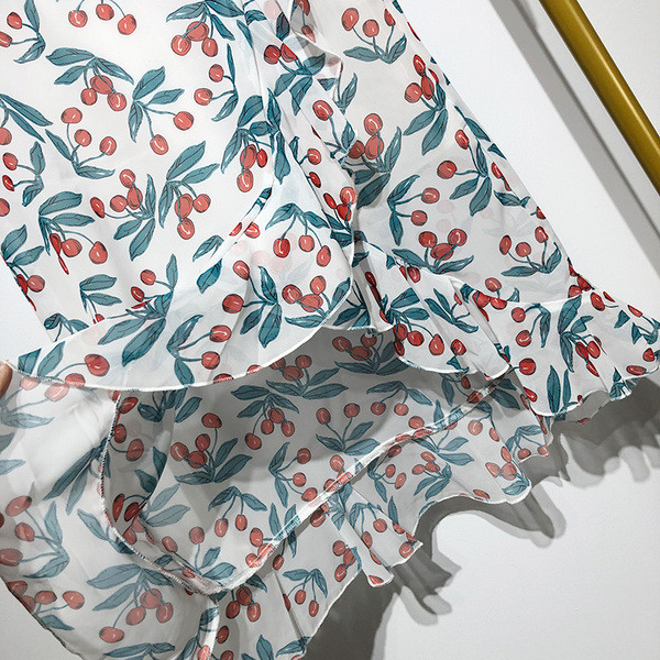 Fusta de dama lunga din sifon cu model floral