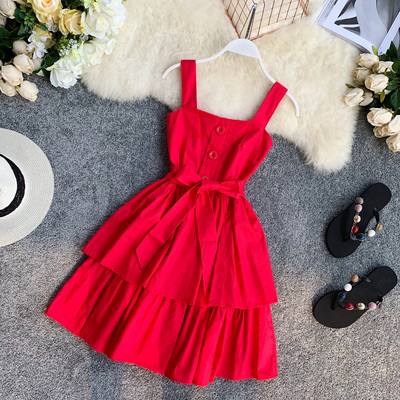 Rochie moderna de dama cu bretele in mai multe culori