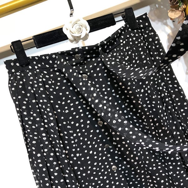 Fusta lunga de dama cu cravate in talie