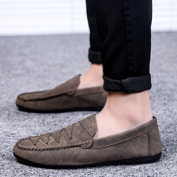 Mocasini moderni pentru barbati din piele intoarsa ecologica in doua culori