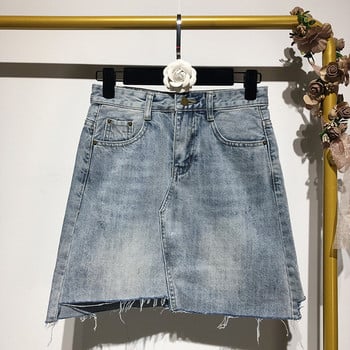 Fusta scurta de dama din denim de culoare albastra