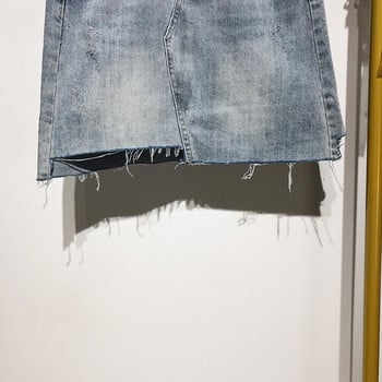 Fusta scurta de dama din denim de culoare albastra