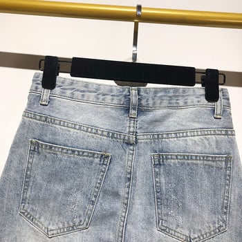 Fusta scurta de dama din denim de culoare albastra