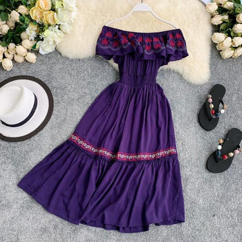 Rochie casual dama cu broderie in mai multe culori