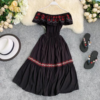 Rochie casual dama cu broderie in mai multe culori