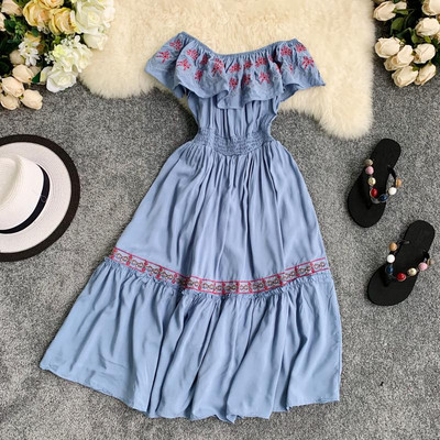 Rochie casual dama cu broderie in mai multe culori