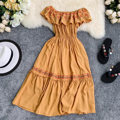 Rochie casual dama cu broderie in mai multe culori