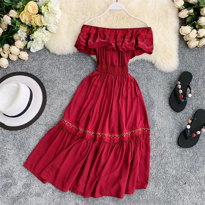 Rochie casual dama cu broderie in mai multe culori