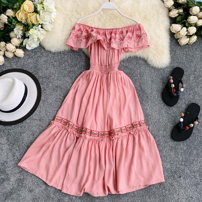 Rochie casual dama cu broderie in mai multe culori