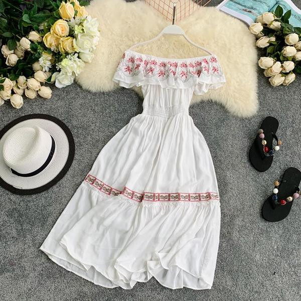 Rochie casual dama cu broderie in mai multe culori