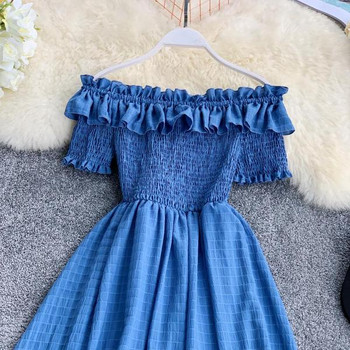 Rochie moderna de dama cu umerii goi in mai multe culori