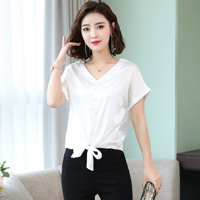 Cămașă modernă de damă cu nasturi și cravate în mai multe culori