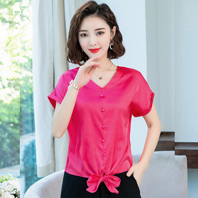 Cămașă modernă de damă cu nasturi și cravate în mai multe culori