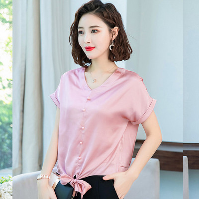 Cămașă modernă de damă cu nasturi și cravate în mai multe culori