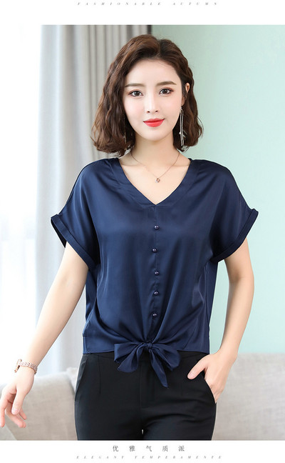 Cămașă modernă de damă cu nasturi și cravate în mai multe culori