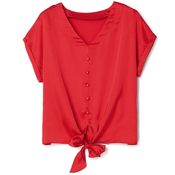 Cămașă modernă de damă cu nasturi și cravate în mai multe culori