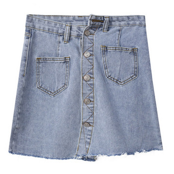 Fusta de damă modernă asimetrică din denim cu talie înaltă