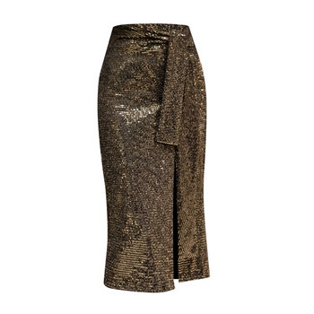 Fusta lunga de dama eleganta in doua culori cu fanta