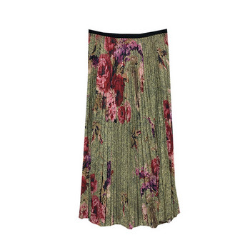 Fusta lunga plisata cu model floral