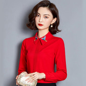 Cămașă de damă modernă cu broderie pe guler în mai multe culori