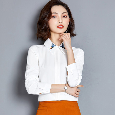 Cămașă de damă modernă cu broderie pe guler în mai multe culori