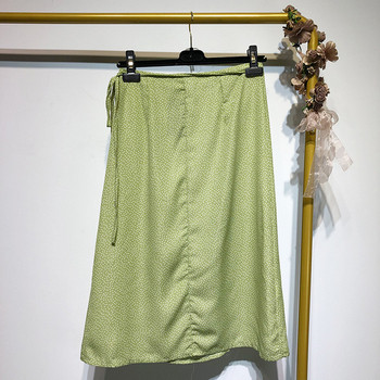 Fusta casual verde cu nasturi