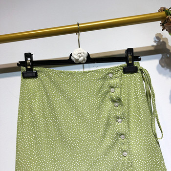 Fusta casual verde cu nasturi