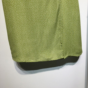 Fusta casual verde cu nasturi