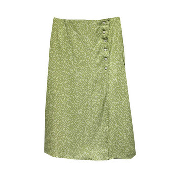 Fusta casual verde cu nasturi