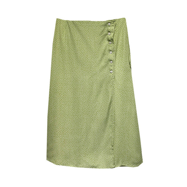 Fusta casual verde cu nasturi