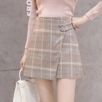 Fusta de dama eleganta in carouri in doua culori cu talie inalta