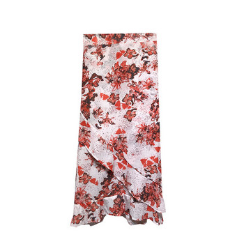 Fusta asimetrica de dama cu imprimeu floral