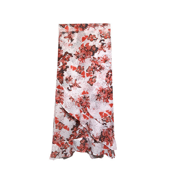 Fusta asimetrica de dama cu imprimeu floral