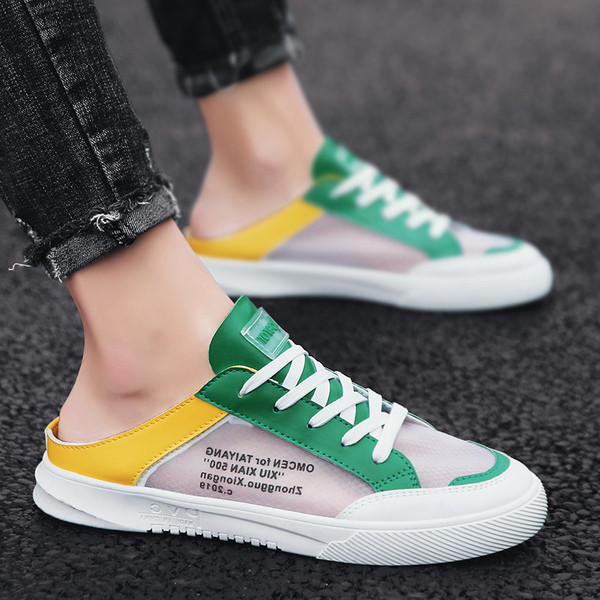 Tenisi casual barbatesti in doua culori cu inscriptii