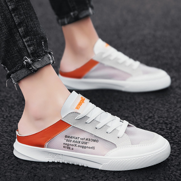 Tenisi casual barbatesti in doua culori cu inscriptii