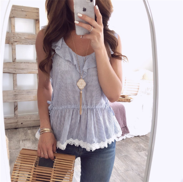 Top de damă de zi cu zi în culoarea albastră