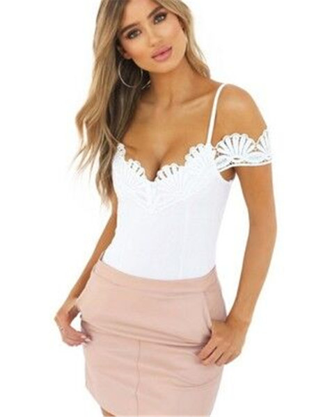 Body de dama modern cu dantela in alb si negru