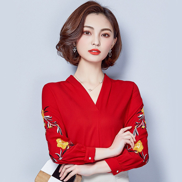 Cămașă de damă modernă cu broderie în diferite culori