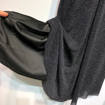 Fusta de dama lunga din tul cu efect stralucitor