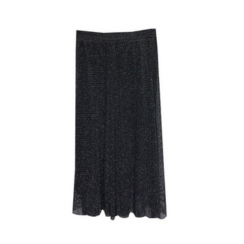 Fusta de dama lunga din tul cu efect stralucitor